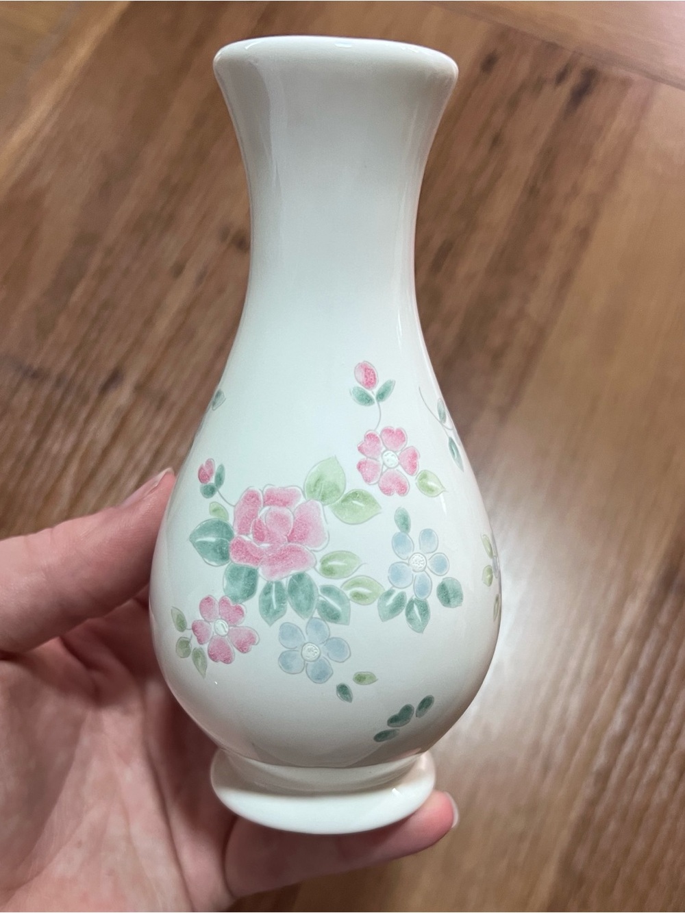 Porcelain Floral Bud Vase - Pink & Green